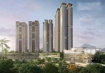 SRIAS Codename Kukatpally central garden avenue with home rows on either side, artist impression